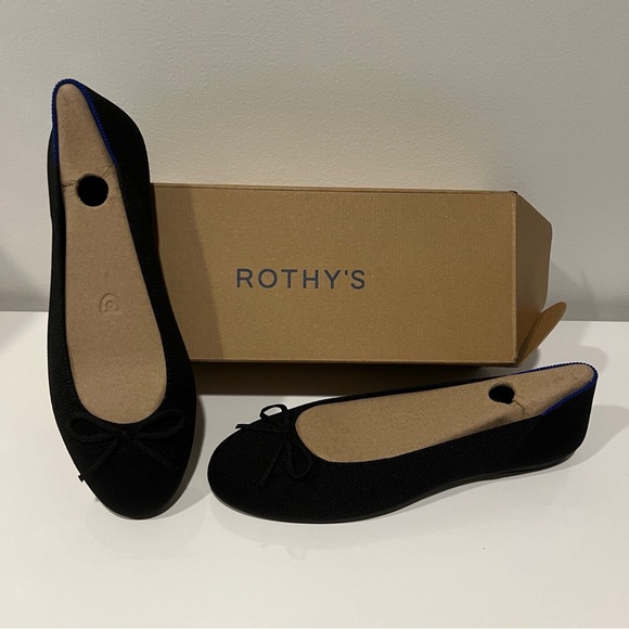 Rothy’s Ballet Flat Black Size 8 with bow - Picture 3 of 5